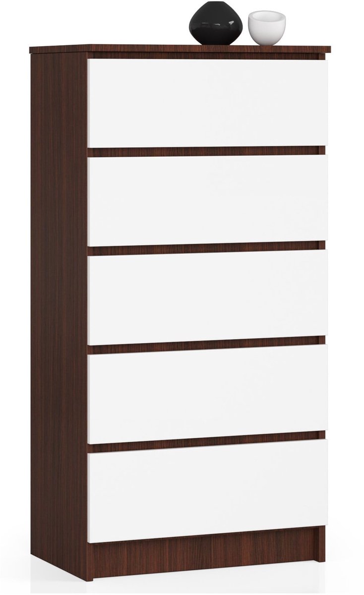 Ladekast K60 met 5 Lades / AKORD Furniture Factory / Venge - Wit / 60 x 121 x 40 cm