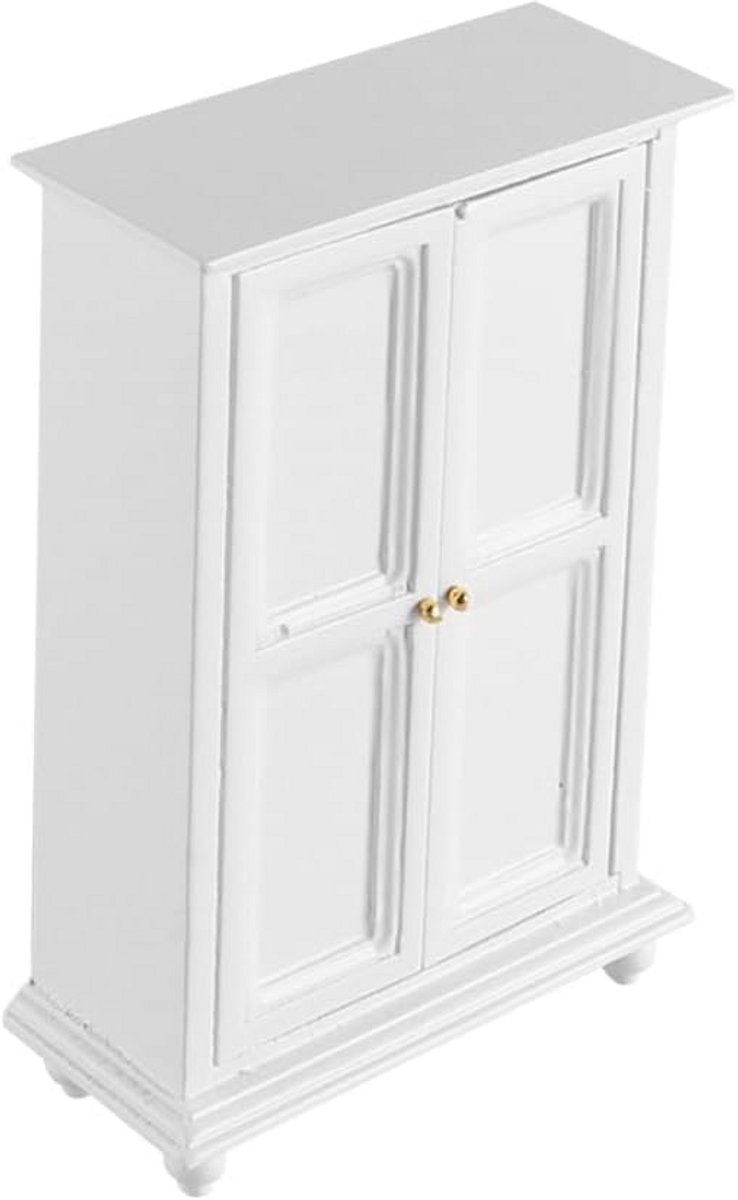 Witte Houten Kledingkast Miniatuur voor Poppenhuis Schaal 1:12