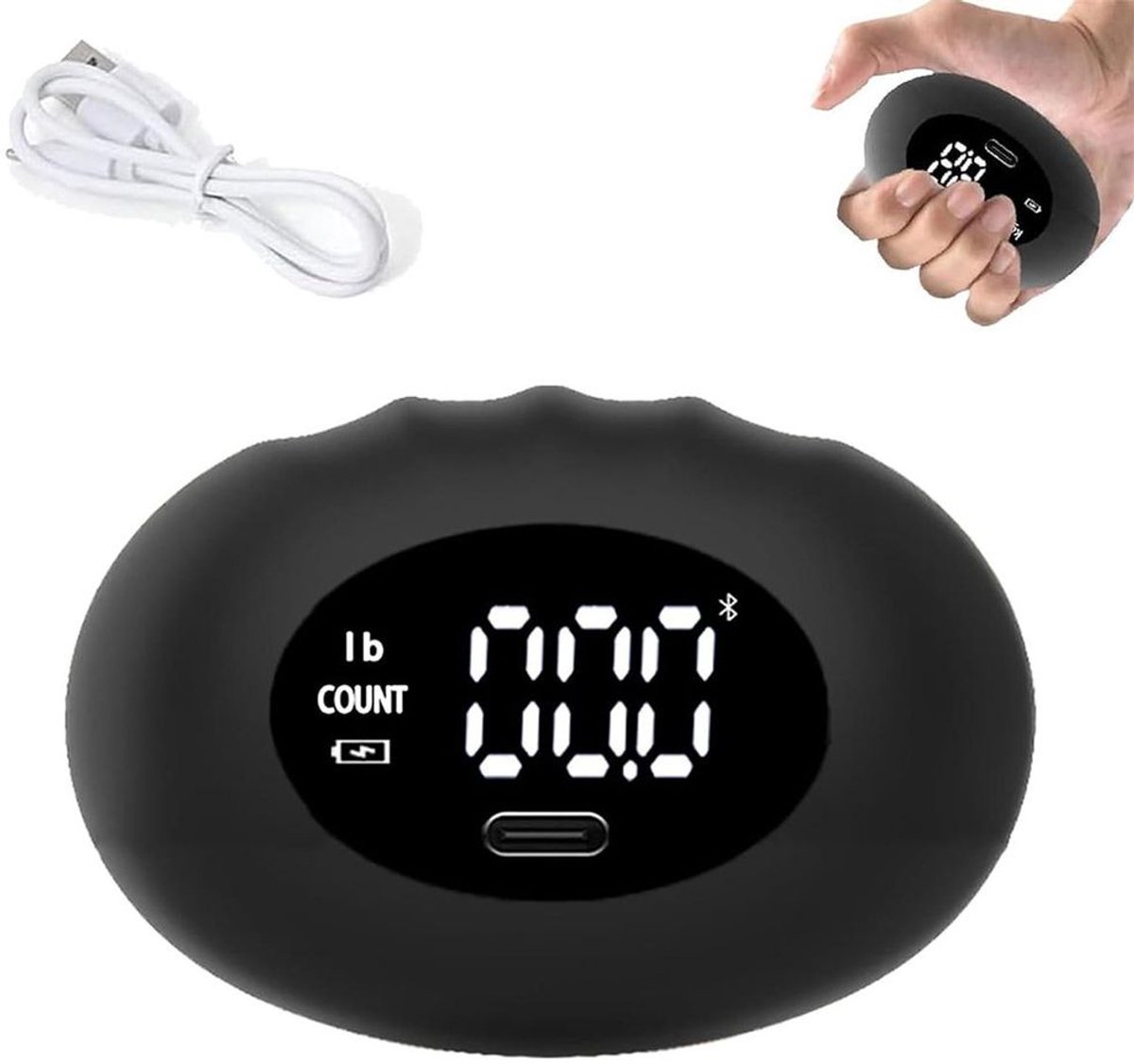 Digitale gripkrachtmeter met een maximaal bereik van 180 kg/396 lbs, voorzien van een led-display en telfunctie, perfect voor sporters, thuisgebruik en krachtmetingen.