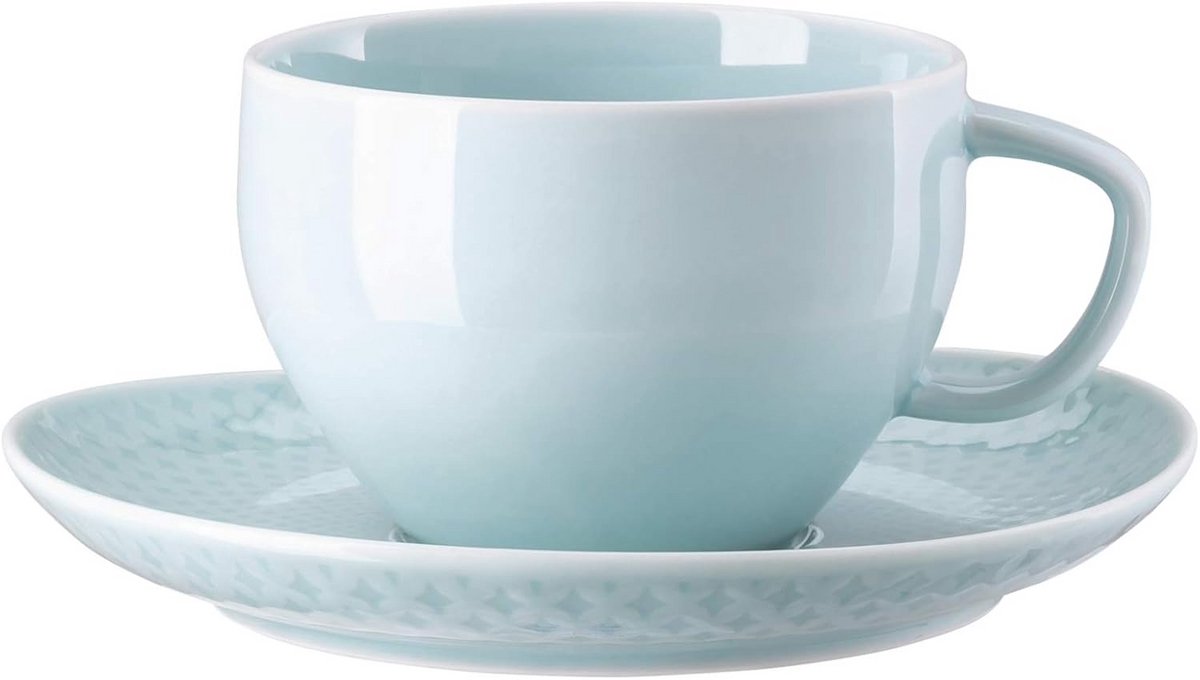 Cafe au Lait kop en schotel met ruitreliëf Opal Groen
