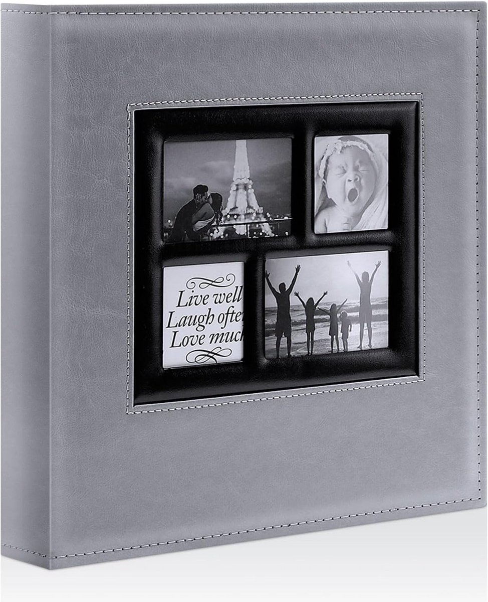 Groot Instekalbum Foto's 10x15 cm Opslag voor 500 Foto's Grijs
