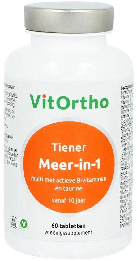 VitOrtho Tïener Meer in 1, 60 tabletten voedingssupplement. Non-GMO, Vegan.