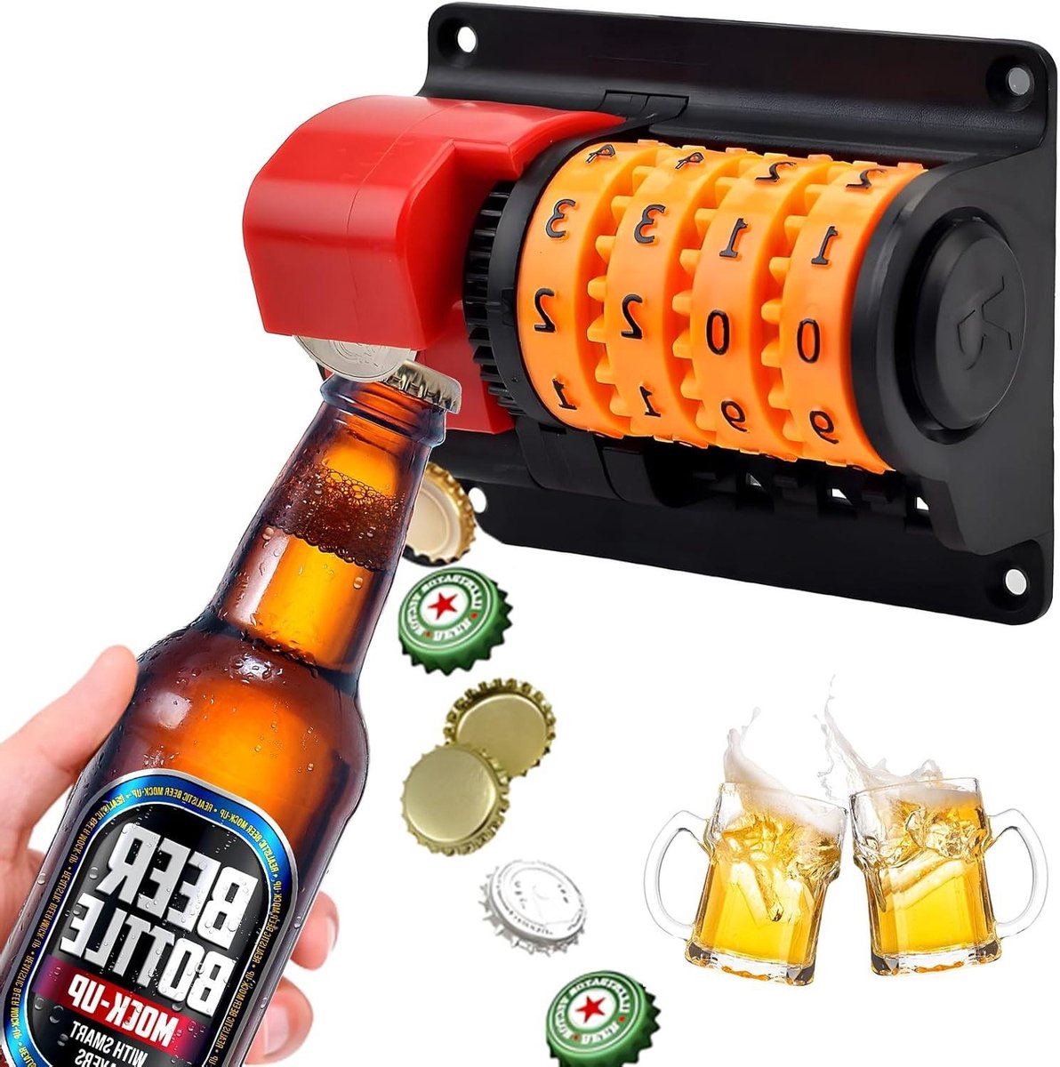 Wandflesopener met cijferrecord, bieropener voor mannen, vader, bierflesopener.