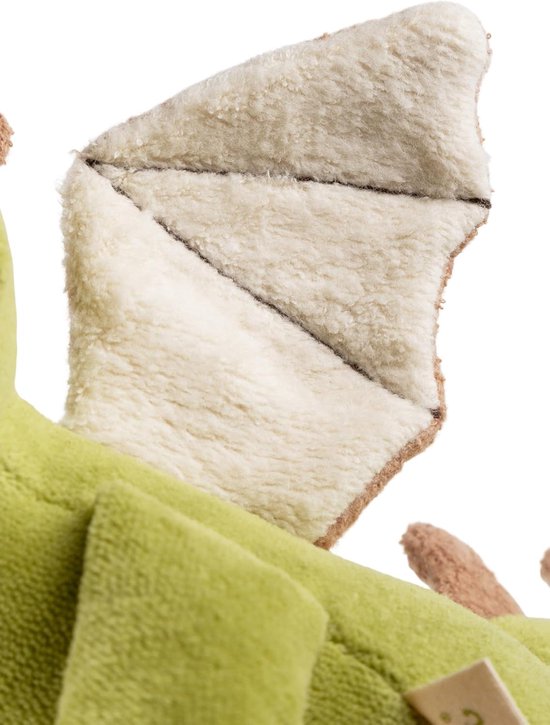 Knuffeldier Draak - Pluche Speelgoed - Babykamer Decoratie - 100% Biologisch Katoen - 27 x 11 x 10 cm - Groen — afbeelding 3