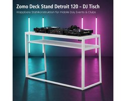 DJ Tafel - Mobiele Werkplek - Muziek Draaien - Inklapbaar Staal - 120x58x95cm - Wit