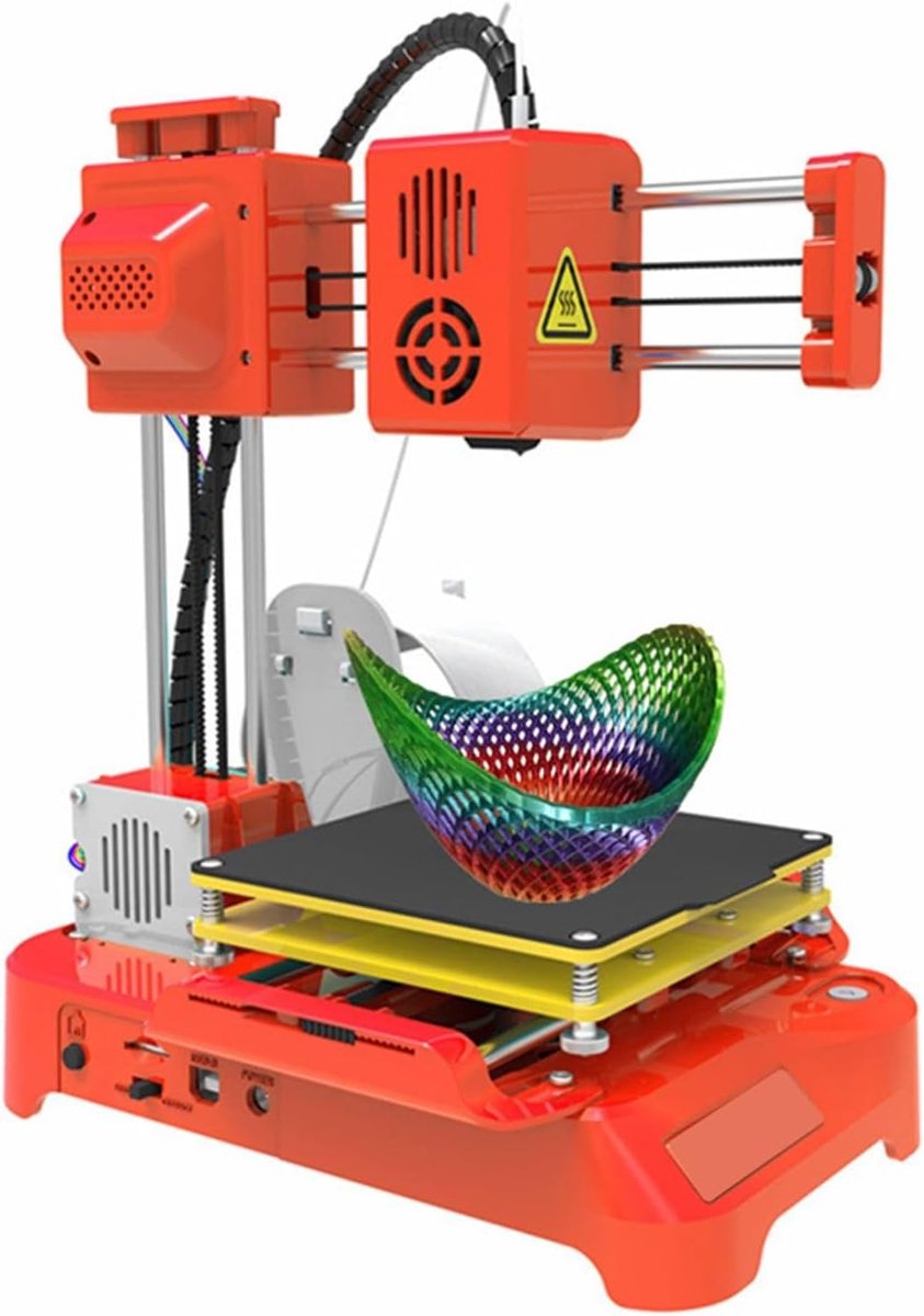 Mini 3D-printer - Desktop model - Onderwijs projecten - Stil en veilig - 100x100x100mm - Oranje