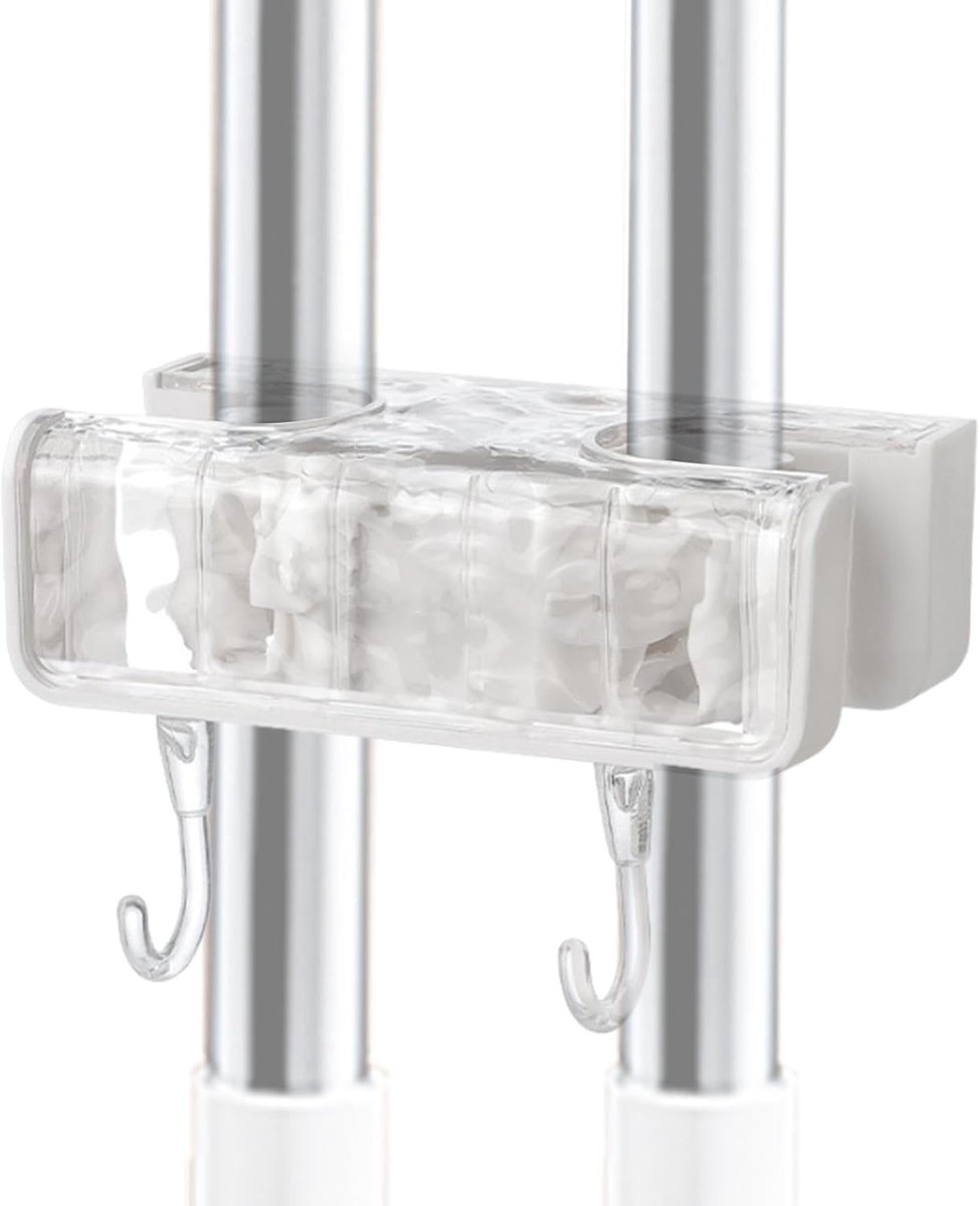 Mop Houder - Bezemhanger - Ruimte Besparen - Zelfklevend - 8x7x8 cm - Wit