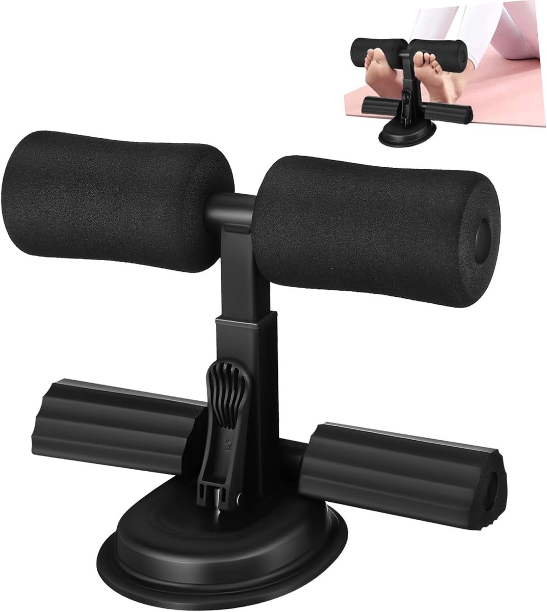 Sit-up Bankassistent - Fitnesshulpmiddel - Thuisoefeningen - Verstelbare Hoogte - Compact Ontwerp - Zwart