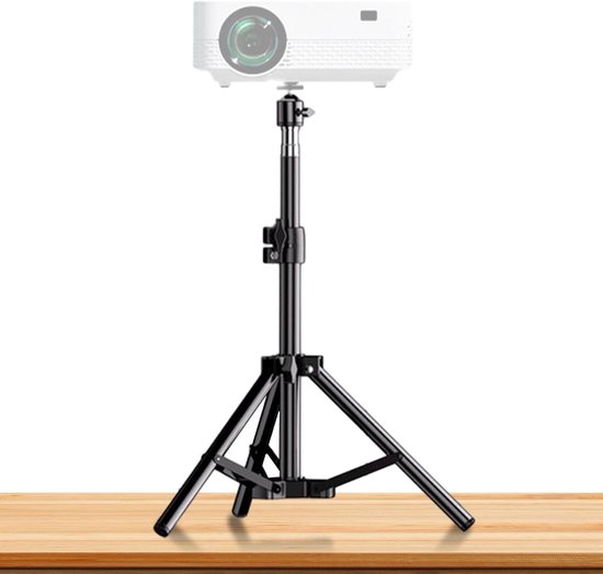 Projector standaard verstelbaar 55 cm – beamer driepoot met metalen cardanische ophanging, mobiel en stevig zwart