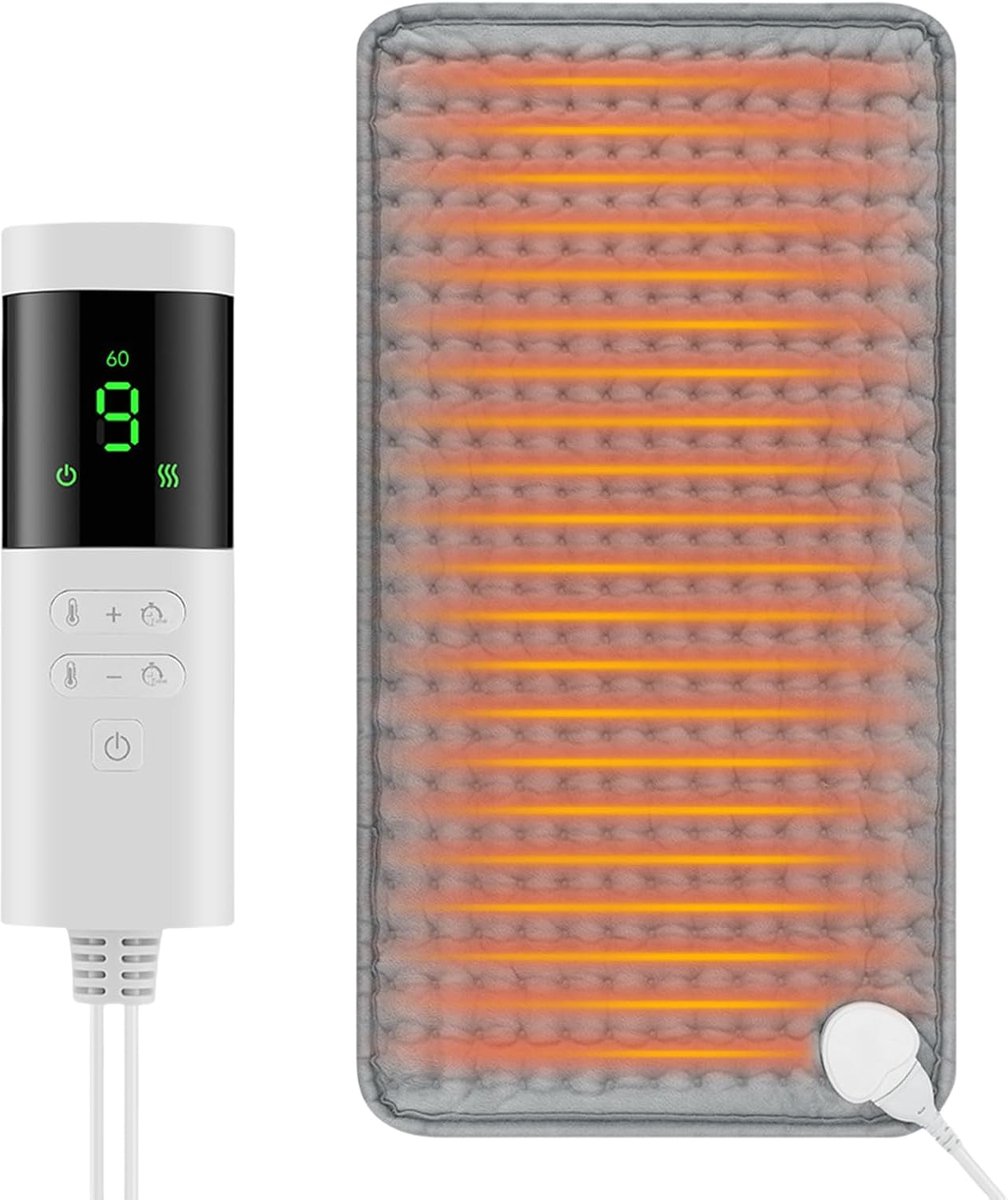 Verwarmend Kussen - Massage Deken - Spierontspanning - 9 Warmte Niveaus - 60x30 cm - Grijs