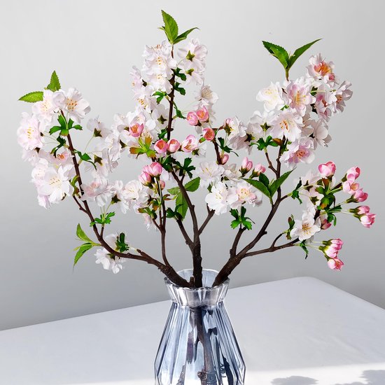 3 x Branches de Fleurs de Cerisier Artificielles, Décoration, 46 cm, Fleurs Artificielles Blanches, Branches de Fleurs de Cerisier de Printemps, Fleurs Artificielles, Branches de Cerisier, Branche de Magnolia, Fleurs en Soie, Printemps - Rose Clair