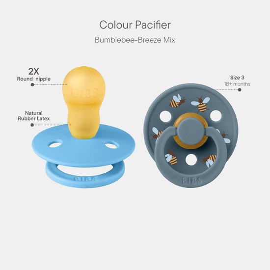 BIBS Colour Studio Speen verpakking van 2 stuks. BPA-vrij, Ronde speen. Natuurlijk rubberlatex, Gemaakt in Denemarken, Maat 3 (18+ maanden), Breeze / Petrol van Merkloos — afbeelding 2