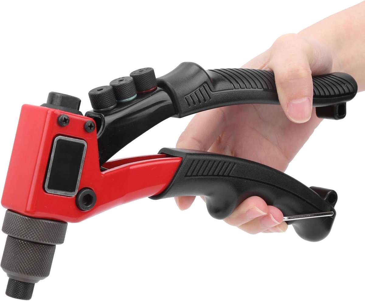 Handmatig Klinkgereedschap - Klinkhamer Tang - Auto Assemblage - Ergonomische Antislipgreep - 4 Spijker Maten - Zwart Rood