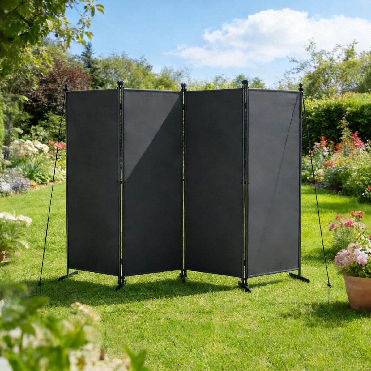 Modulaire Paravent - Vouwbaar Scherm - Tuin Balkon - Inclusief Haringen Scheerlijnen - 200
