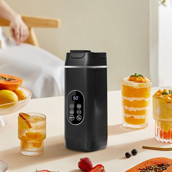 Draagbare Juicer Mixer - Sapbeker Reizen - Gezonde Drankjes Maken - Eenvoudig IJs Verpletteren - 23.2 cm - Zwart — afbeelding 4