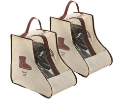 Schoentassen - Tweedelige set - Opbergtas voor laarzen - Draagbare tas voor enkellaarzen - Stofzak voor schoenen - Reisschoenhoezen - Transparante laarzenhoezen, Opbergtas voor sportschoenen voor volwassenen, Kort, Beige enkellaarzen