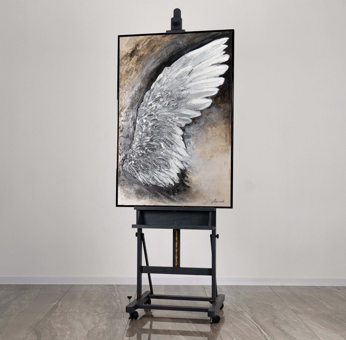 YS Canvas schilderij 120x80 cm handgeschilderd symbool verheffing inspirerend – YS-Art Gallery – Inspirerende wanddecoratie voor woonkamer – Modern schilderij voor kantoor Black