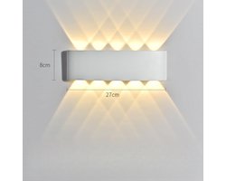 Buitenwandlamp, waterdicht, moderne wandlamp, LED-wandlamp, aluminium wandlamp, geschikt voor binnen/buiten/badkamer/slaapkamer/woonkamer/portaal/trap/hotel/tuin/gang, bedrading installatie, 3000K kleurtemperatuur, wit - stijl 2