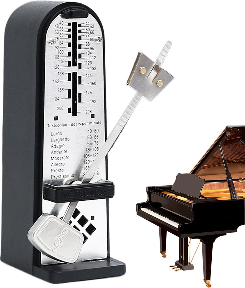 Mechanische Metronoom - Beat Timer - Muziek Oefenen - Verstelbare BPM - 5.2 x 3.5 x 11cm - Zwart