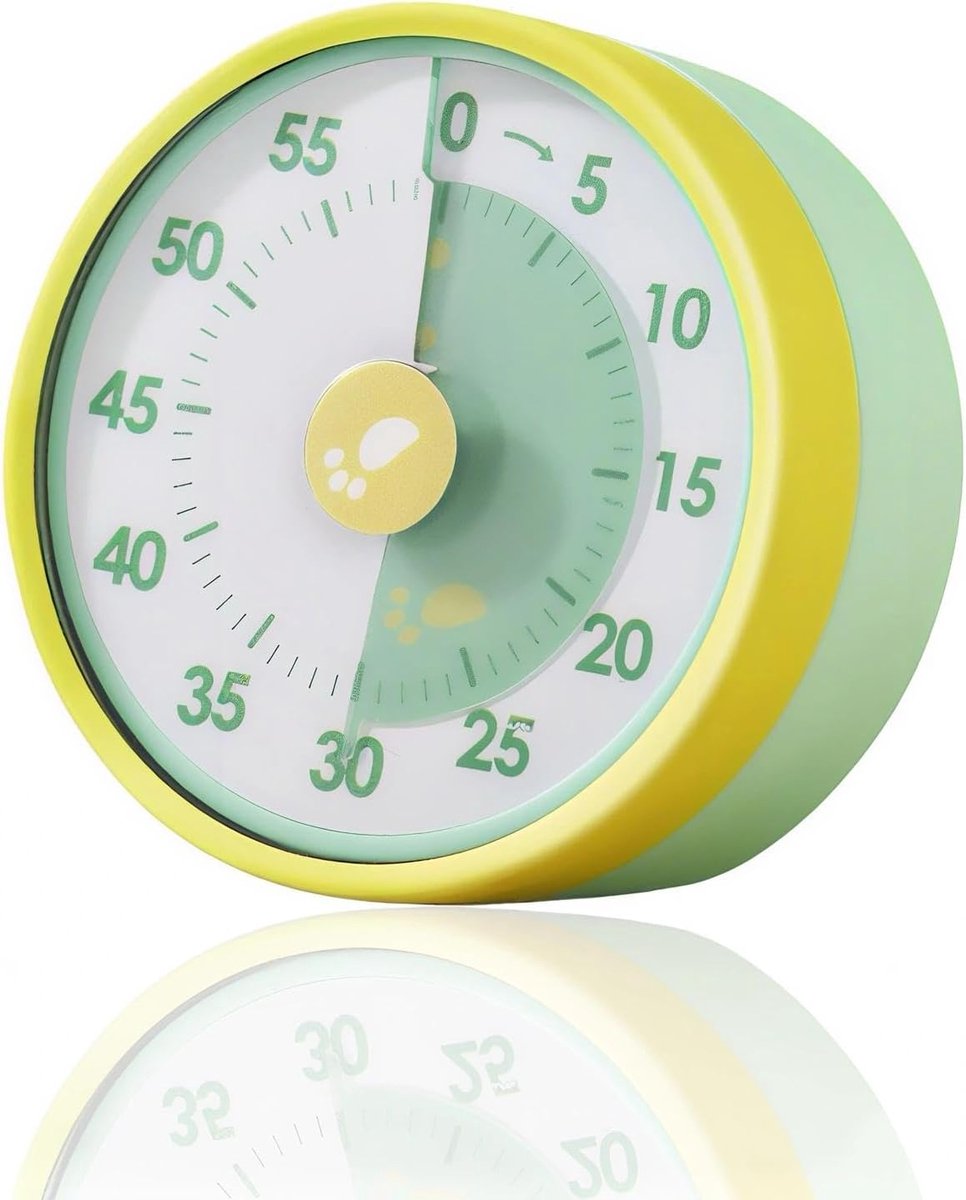 Timer voor kinderen – Visuele afteltimer van 60 minuten met magnetische achterkant en uitklapbare standaard; mechanische keukentimer voor klaslokalen, kantoren, keukens en bureaus