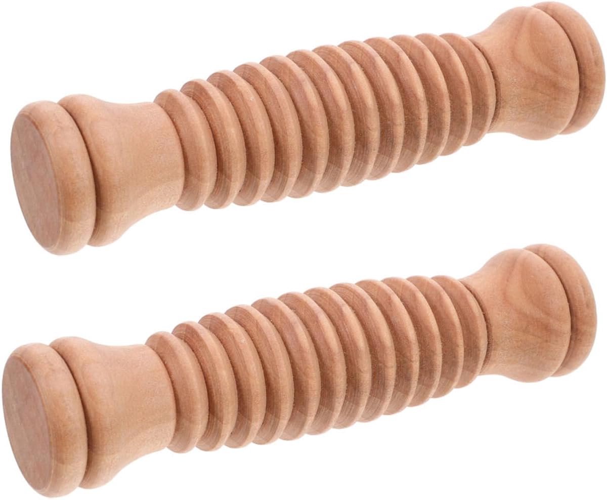 Houten Voetroller - Massage Roller - Spierontspanning - Ergonomisch Ontwerp - 12 cm - Khaki
