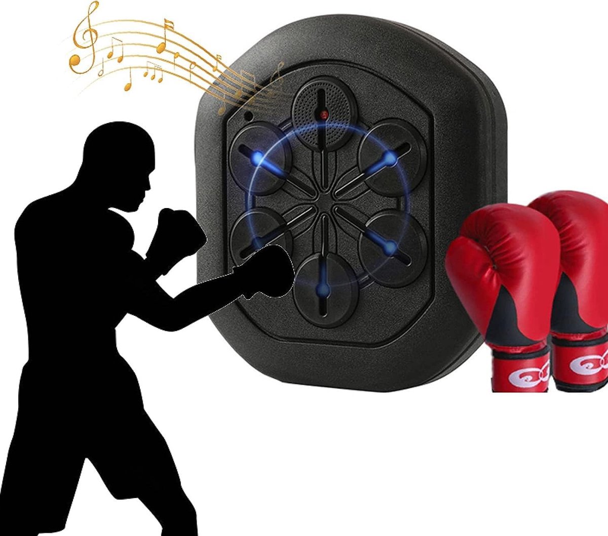 Muziek Boksmachine - Wand Bokszak - Thuis Sporten - Met Muziek Integratie - 4 kg Gewicht - Zwart