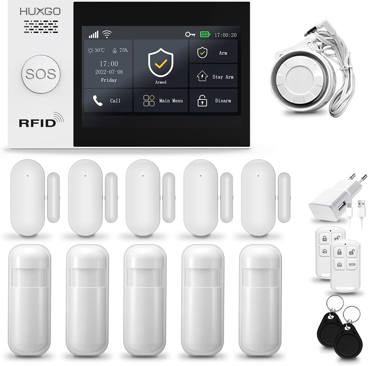 Draadloos Alarmsysteem - Smart Home Beveiliging - Huis Beveiligen - Dubbele Connectiviteit - Set 13 Delen