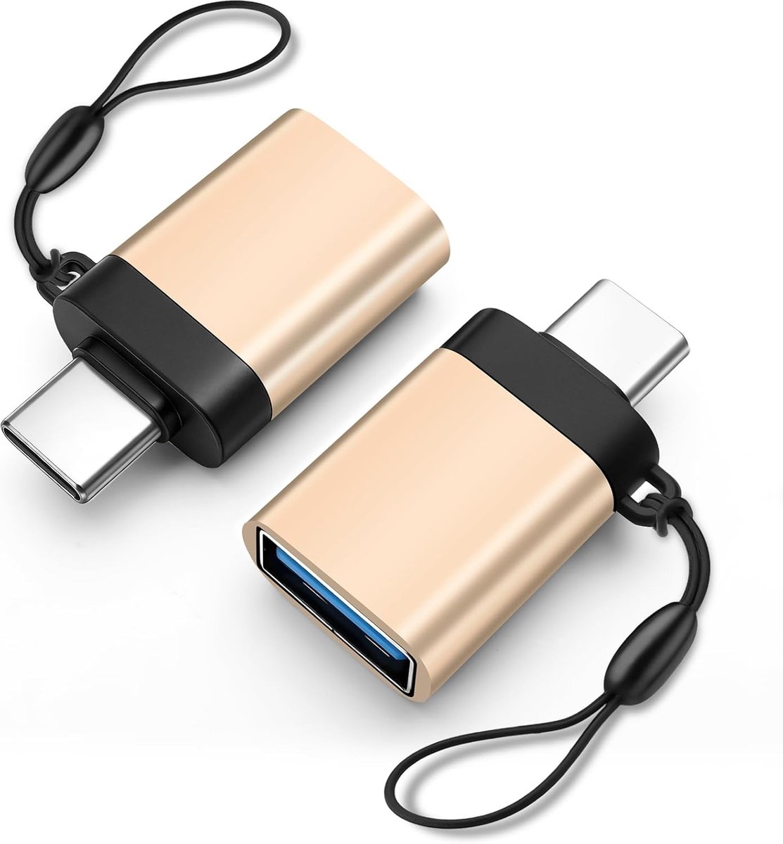 USB-C naar USB 3.0 - Adapter set - Gegevens overzetten - Opladen en OTG - 2 stuks - Goudkleurig