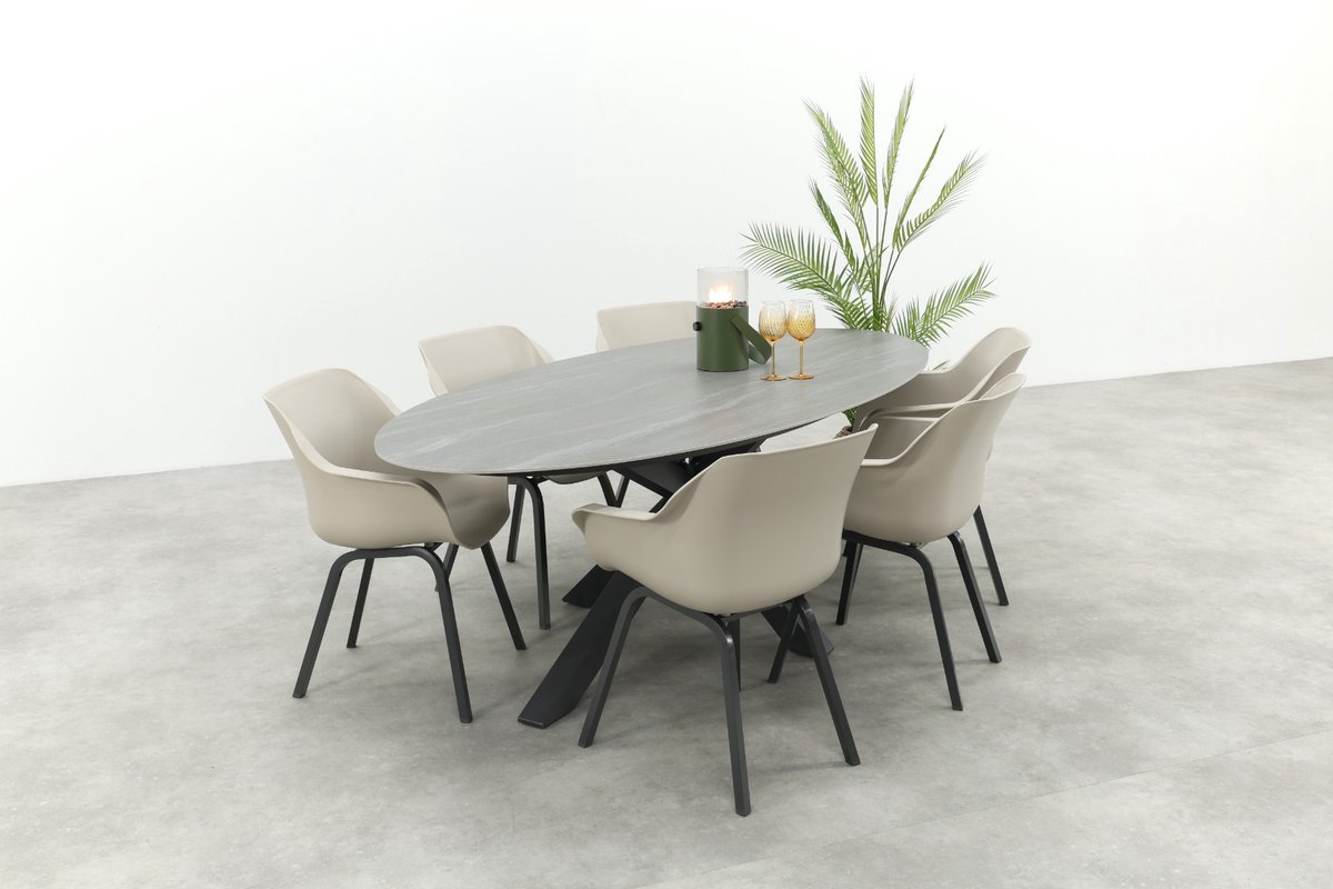 Hartman Sophie/Scotland 6-persoons ovale tuinset 230x115 cm. - Zand/Antraciet