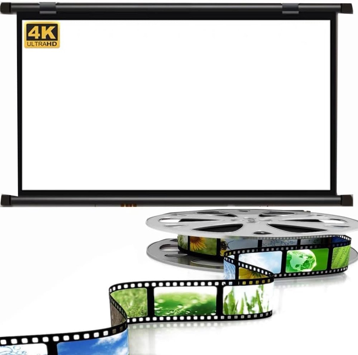 Draagbaar Projectiescherm - Opvouwbaar Scherm - Thuisbioscoop Maken - Handmatige Bediening - 60 Inch 16:9 - Wit