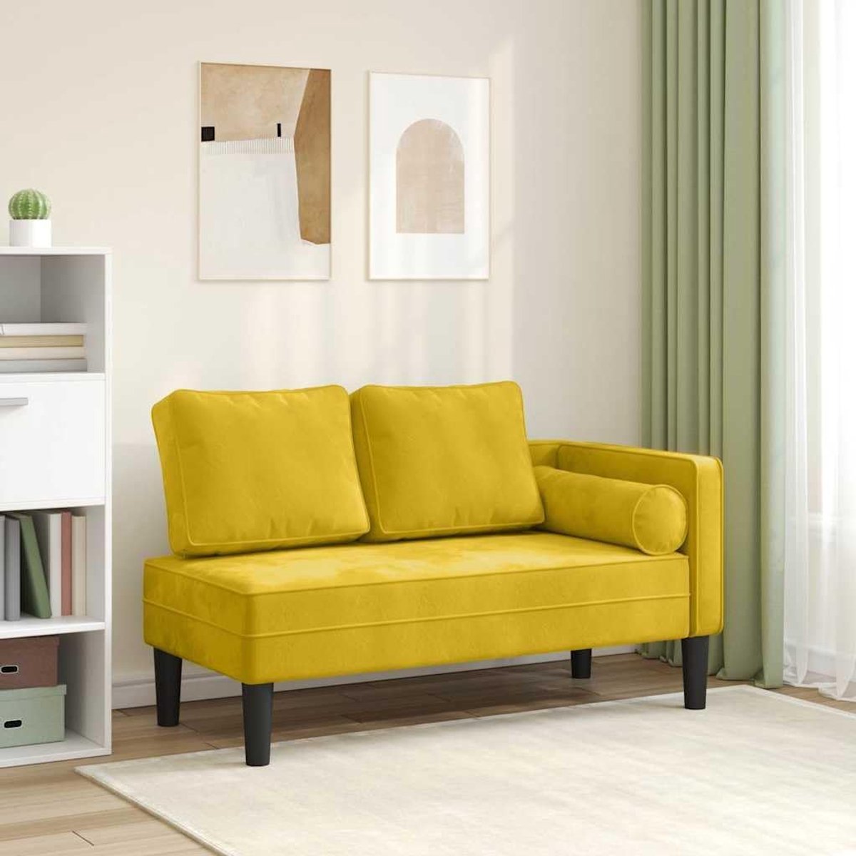 Chaise longue - Loungestoel ligstoel - Ontspannen thuis - Zacht fluweel met kussen - 116x6