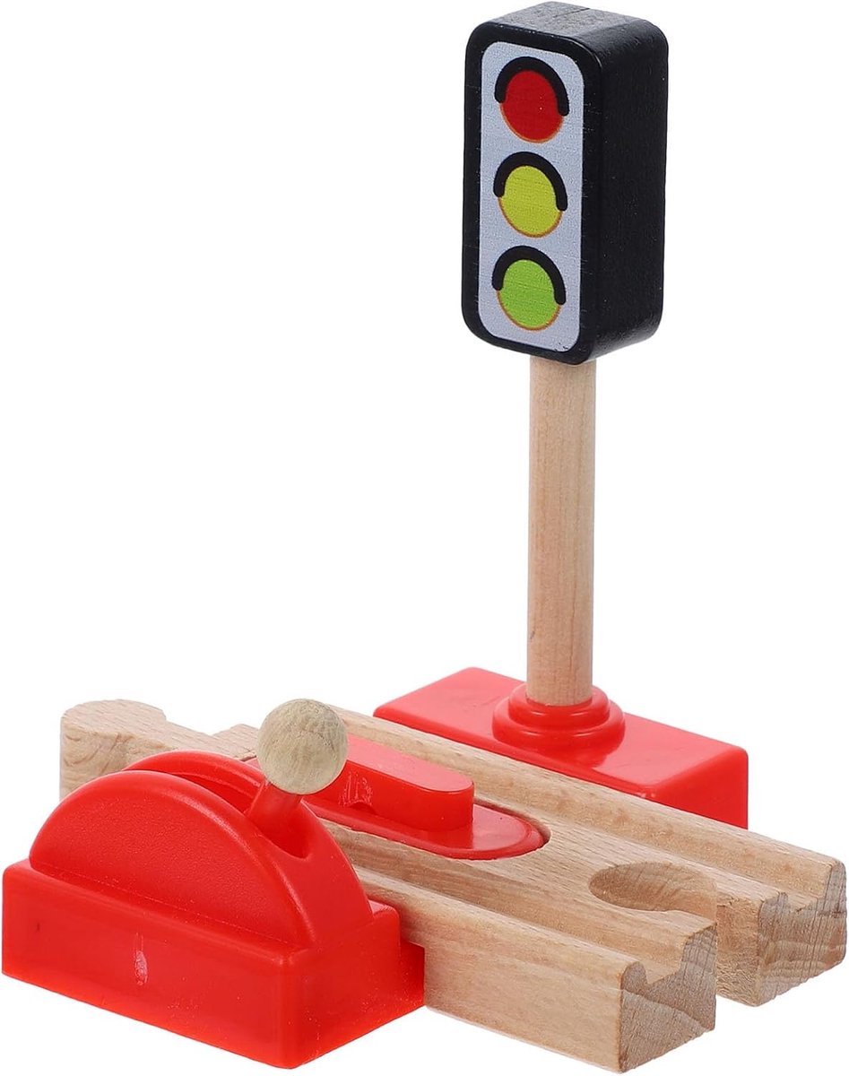 Houten Trein Station - Spoorbaan Accessoires - Kinderspeelgoed - Duurzaam Hout - 9.3x9.3x8cm - Zoals Getoond