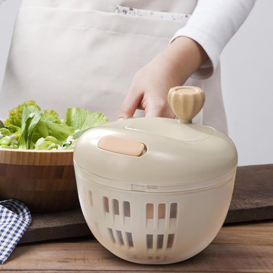 Slacentrifuge Groentenwasser - Keuken Zeef - Efficiënte Bereiding - Antislip Bodem - 800 ML Capaciteit - Grijs van Merkloos — afbeelding 5