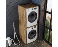 Wasmachinekast Duo - Kast voor droger - Ruimtebesparend opbergen - Krasbestendig en zelf geproduceerd