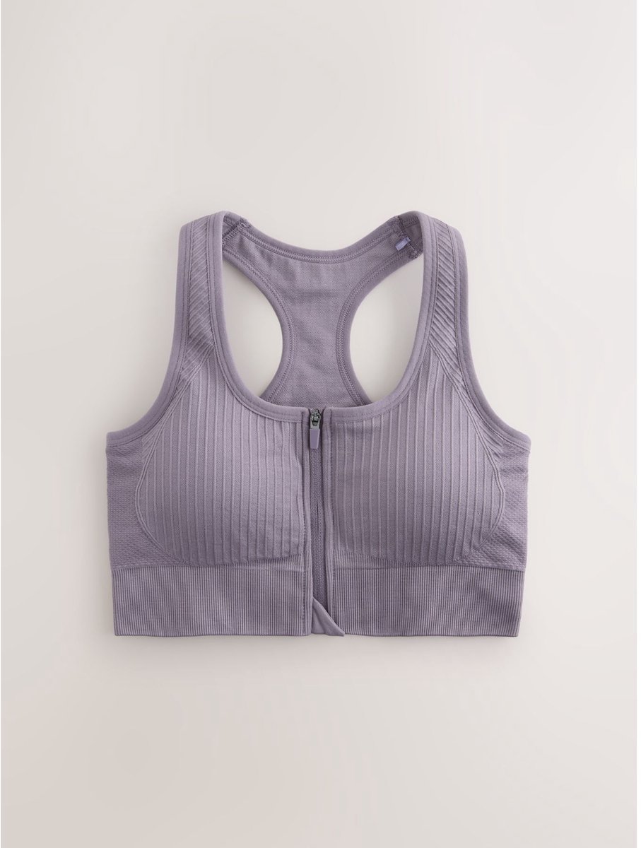 Next Dames - Naadloze sportbeha met ritssluiting aan de voorkant en gemiddelde ondersteuning - Paars Lilac Purple