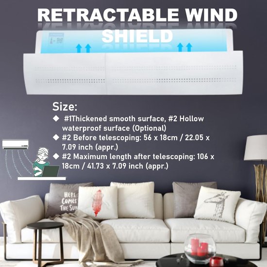 Airco Windscherm - Verstelbare Deflector - Directe Luchtstroom - Telescopisch Ontwerp - 57 cm Lengte — afbeelding 2