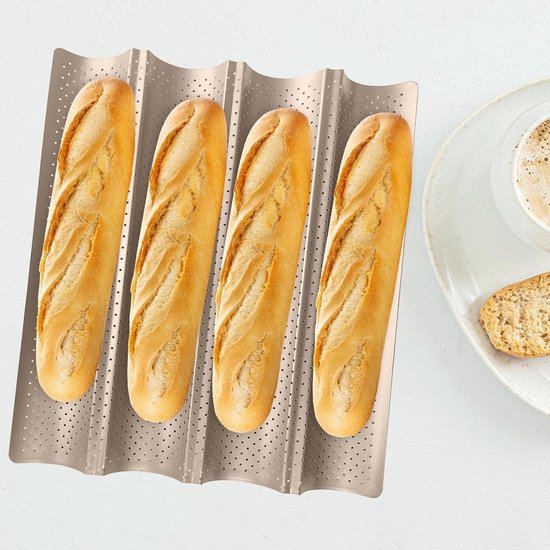 Bakplaat voor Geperforeerde Stokbroden - Franse Broodvorm met Antiaanbaklaag — afbeelding 4