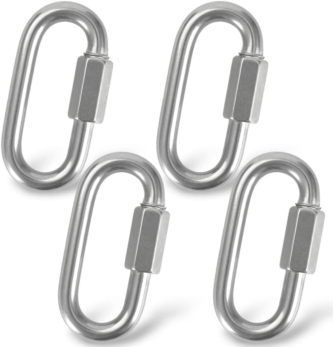 Roestvrijstalen ketting-snelschakels 3-inch karabijnhaak met sluiting - kettinghaak, draaibare sleutelring