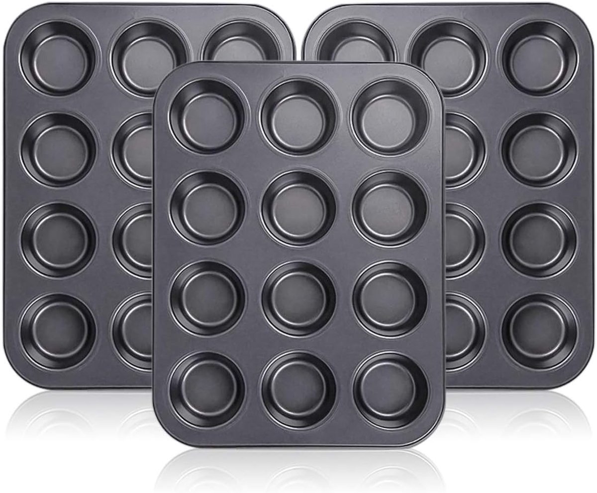 Muffin & Cupcake Pannen met 12 Kopjes - Set van 3 Antiaanbak Bakvormen