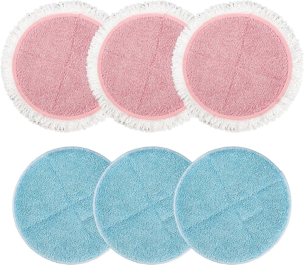 Wasbare microvezel dweilpads voor vloeren - 6 stuks, 19 cm in diameter