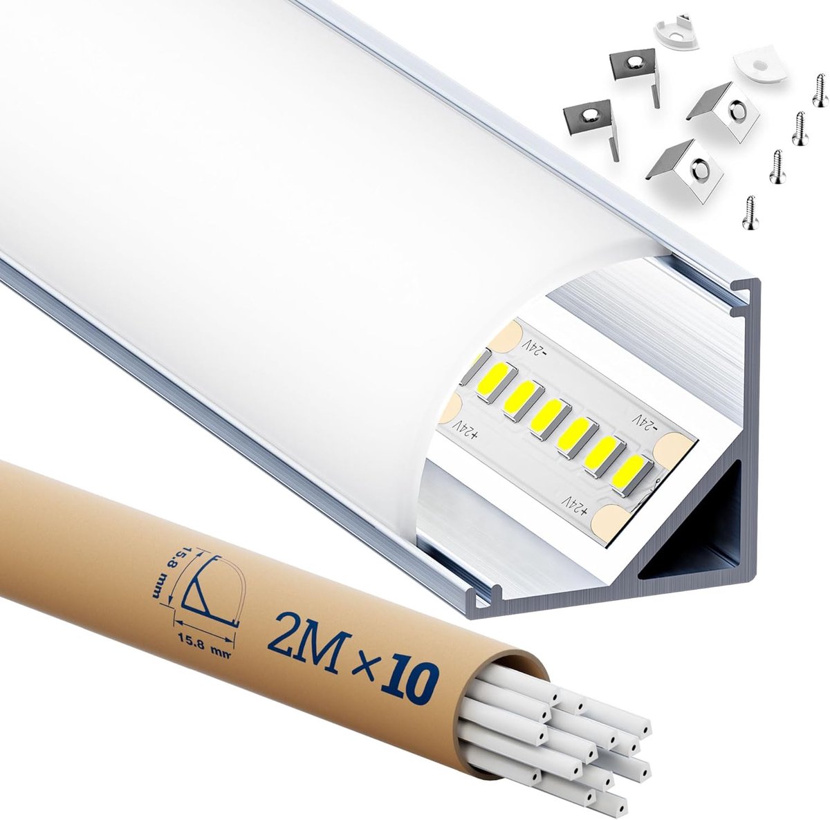 Hoekprofielen 2 meter voor LED-strips - Aluminium Afscherming