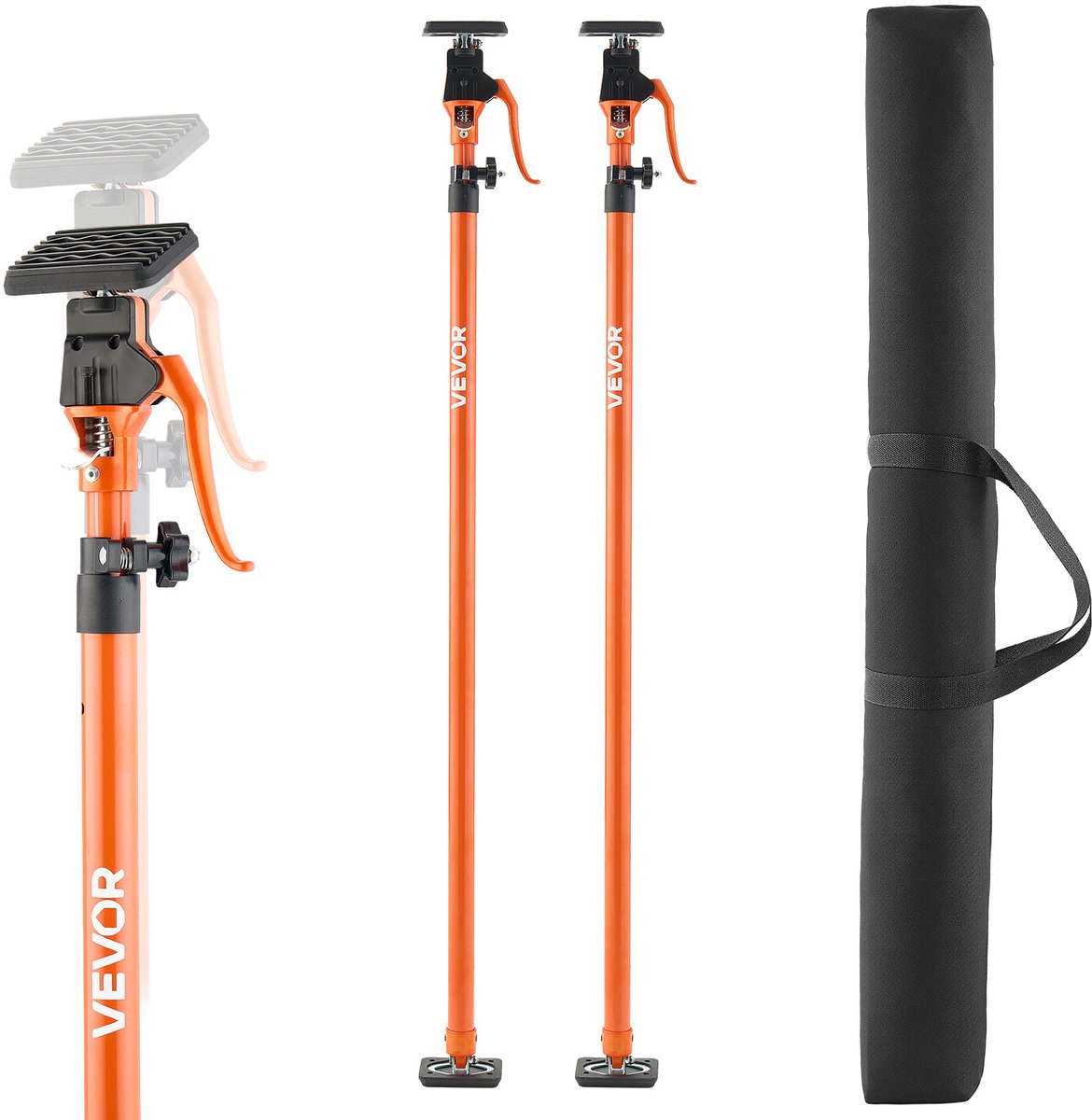 VEVOR Plafondsteun met Één Hand, 2-Pack, 125-291 Cm, Telescopische Stalen Steun, Montagesteun met Een Capaciteit Tot 90 Kg voor Het Installeren Van Kasten, Het Tillen Van Gipsplaten en Vrachtpalen