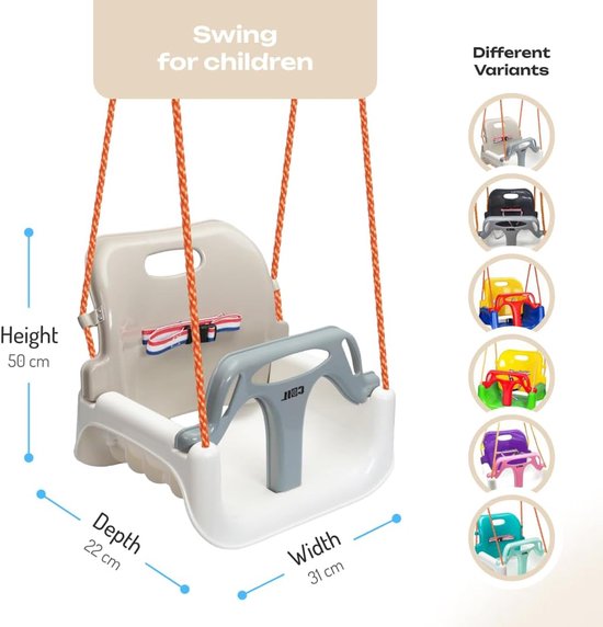 COIL Children's Swing Baby Swing Outdoor 3-in-1 Swing Adjustable Children's Swing Indoor with Backrest, Swing Indoor Children's Swing Seat Toddler Swing (C0348-Blue) — afbeelding 4