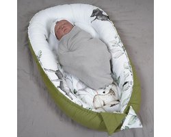 5-delige PALULLI Premium knuffelnestset incl. babynest 90 x 50 uitneembare inzetstukken knuffeldeken nekkussen plat kussen voor baby's, 100% katoen Öko-Tex 1 Bambi Limited