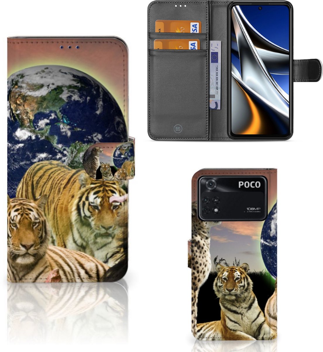 Xiaomi Poco X4 Pro 5G Telefoonhoesje met Pasjes Roofdieren