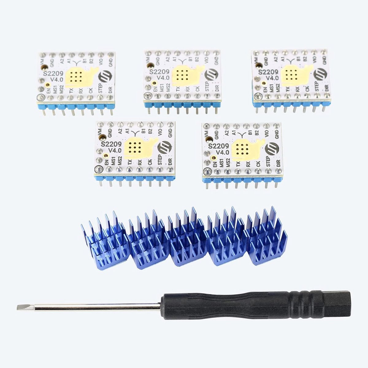 3D-printer Stappenmotor Driver - TMC2209 V4.0 met Koellichaam - 5 Stuks