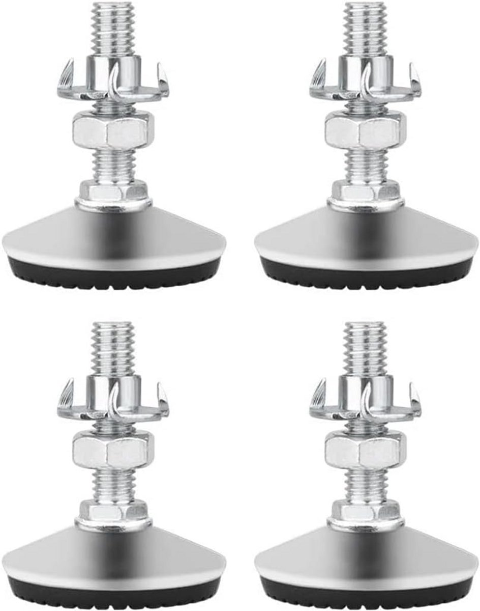 Verstelbare Stelschroeven voor Meubels - M10 x 30 mm - Antislip Rubberen Basis - 4 Stuks