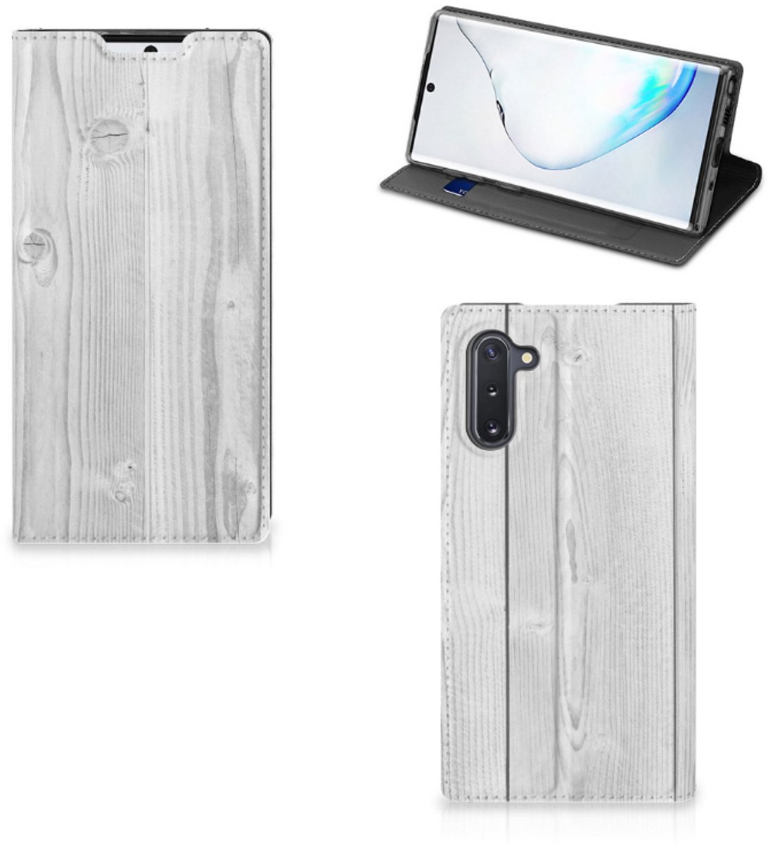 Samsung Galaxy Note 10 Book Wallet Case White Wood