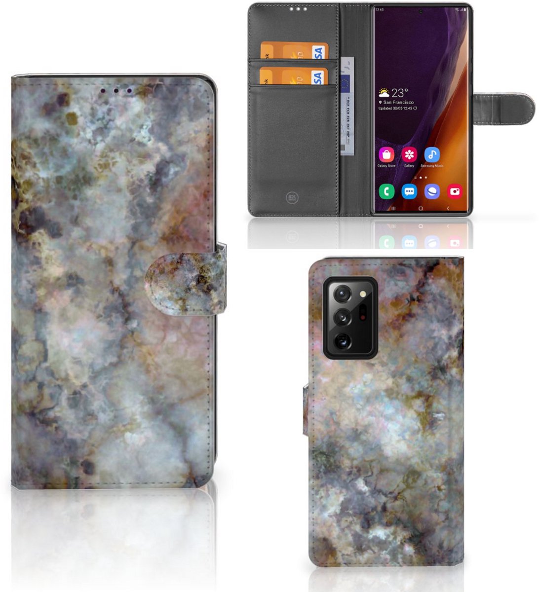 Samsung Galaxy Note20 Ultra Bookcase Marmer Grijs