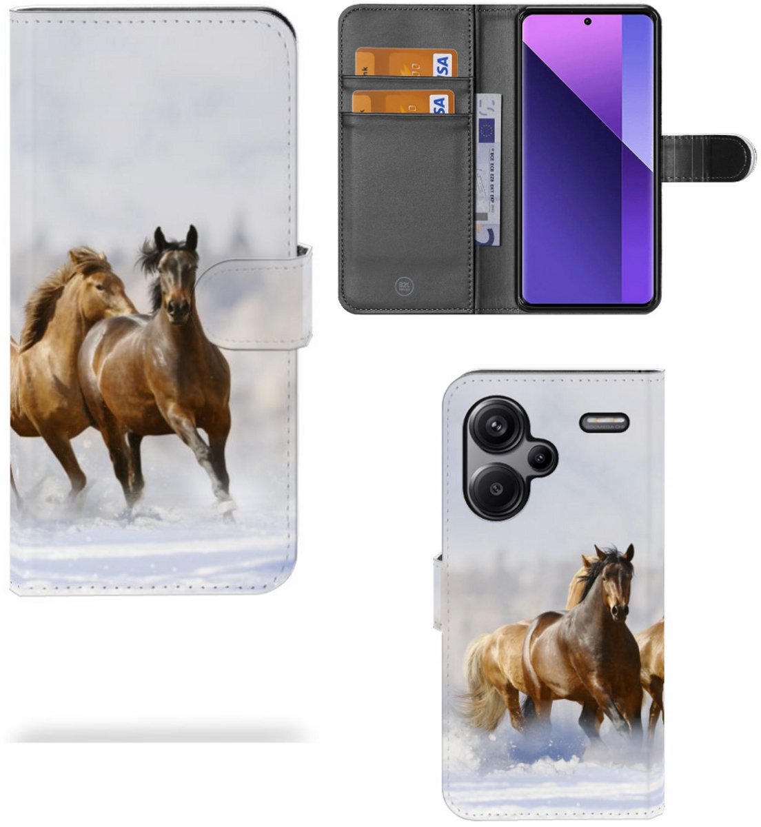 Xiaomi Redmi Note 13 Pro Plus Telefoonhoesje met Pasjes Paarden